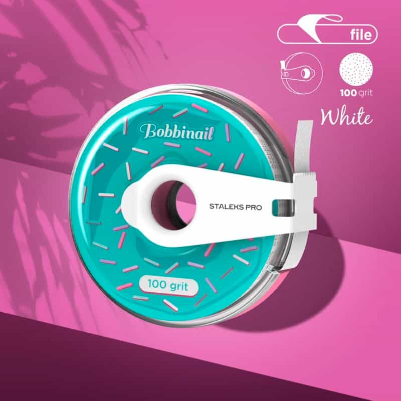 Disposable white abrasive tape EXPERT 100 grit in a plastic case