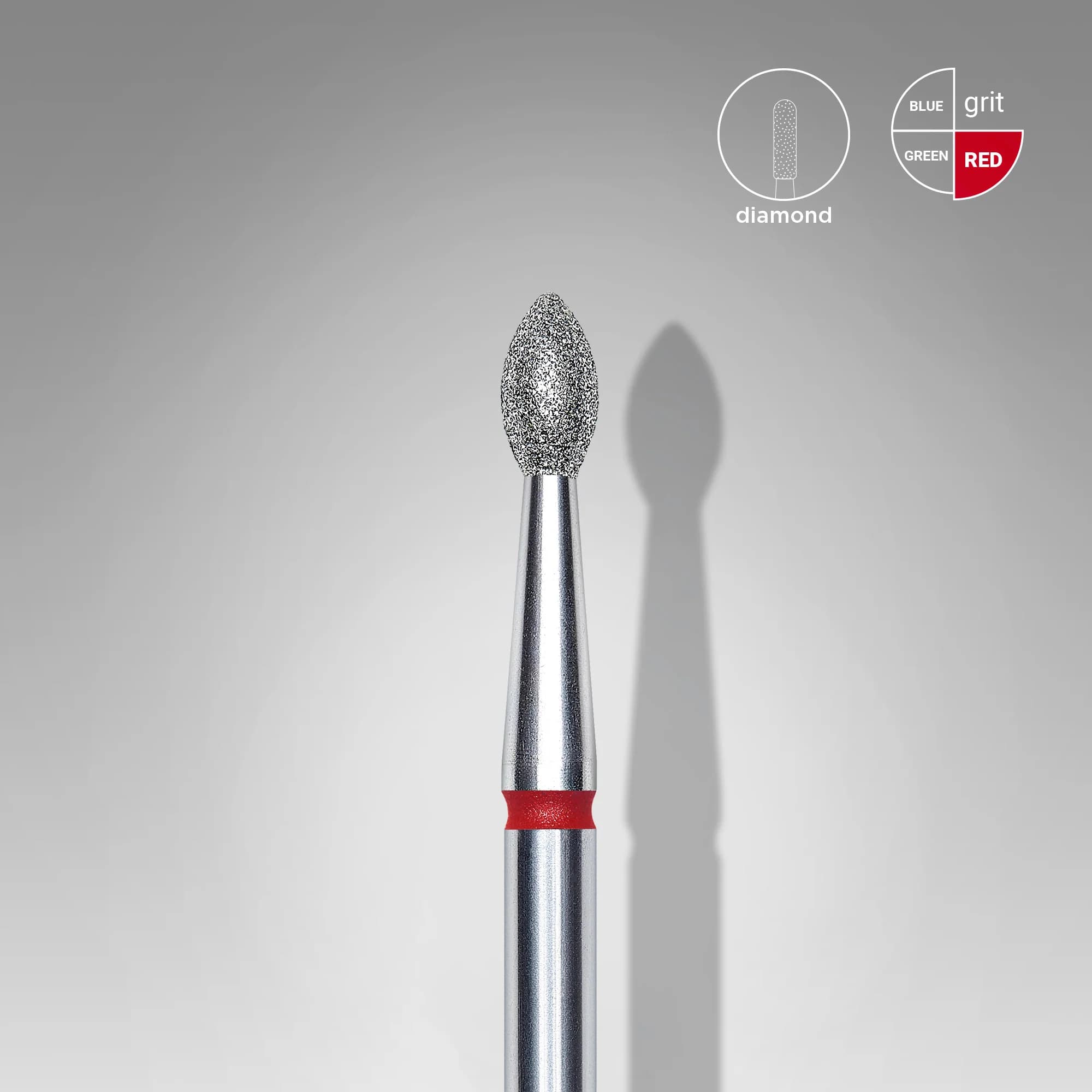 Diamond nail drill bit pointed bud red EXPERT head diameter 2.5 mm / working part 4.5 mm, foto 1 nga 2