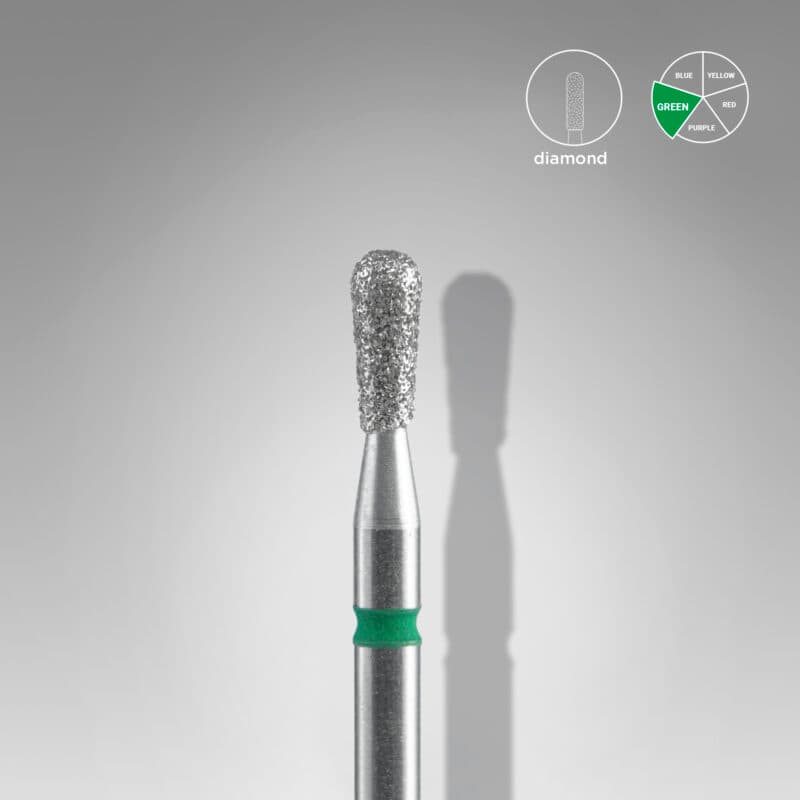 Diamond nail drill bit match green EXPERT head diameter 2.3 mm / working part 5 mm, foto 1 nga 2