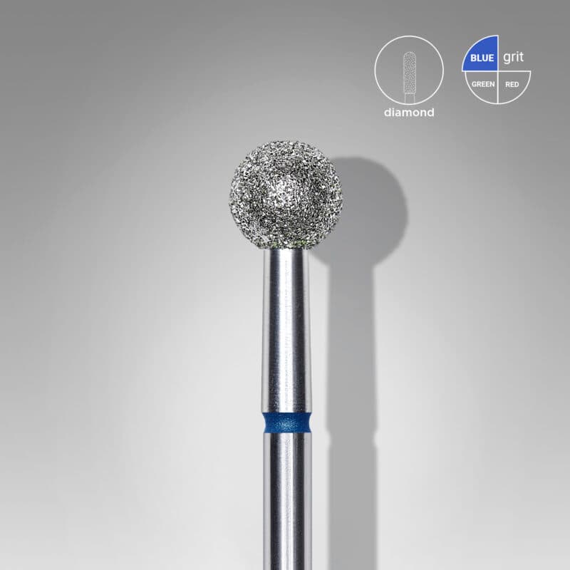 Diamond nail drill bit ball blue EXPERT head diameter 5 mm, foto 1 nga 2