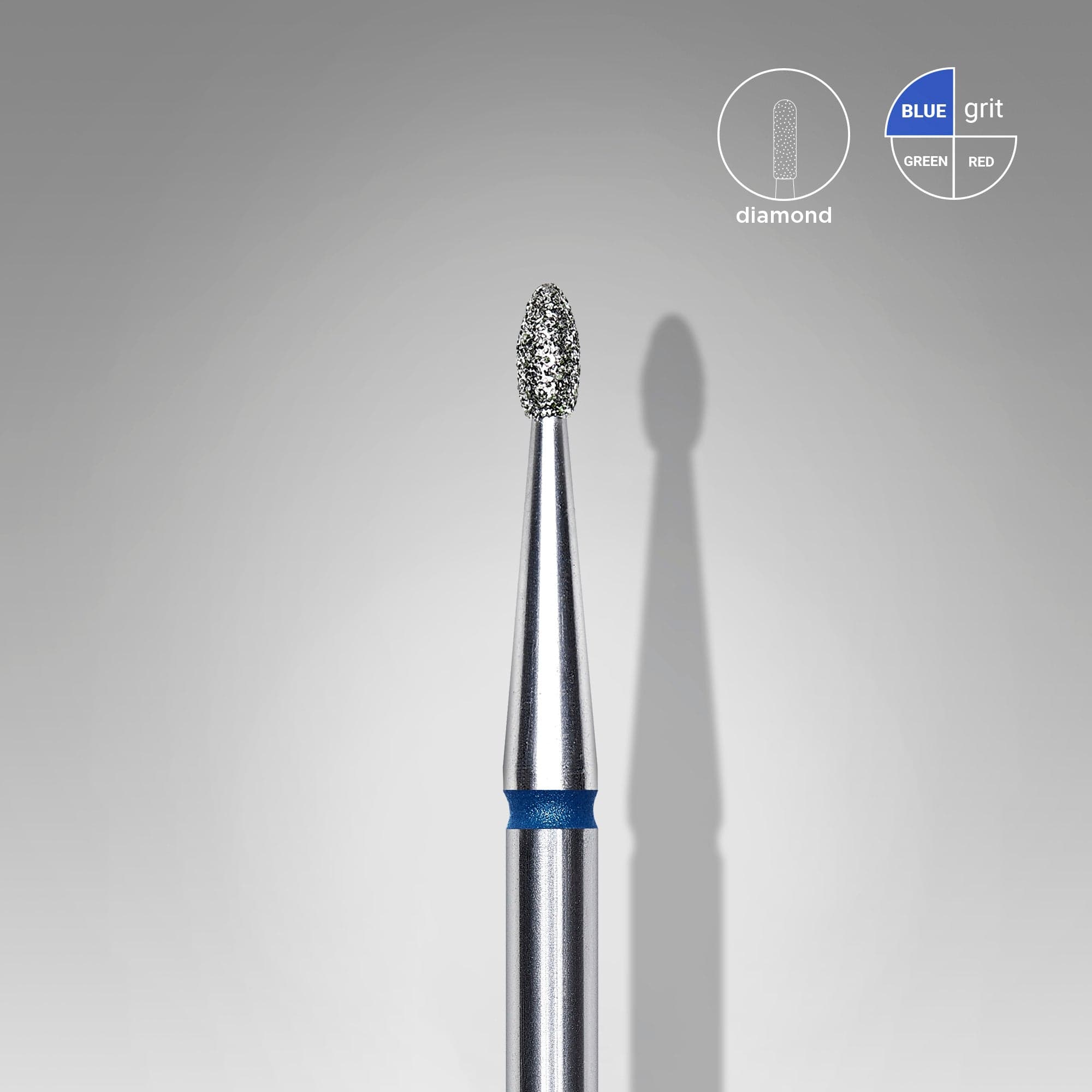 Diamond nail drill bit rounded bud blue EXPERT head diameter 1.6 mm / working part 3.4 mm, foto 1 nga 2
