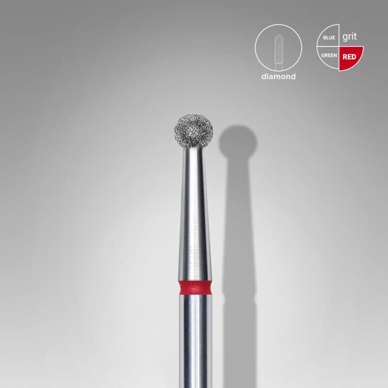 Diamond nail drill bit ball red EXPERT head diameter 2.7 mm, foto 1 nga 2