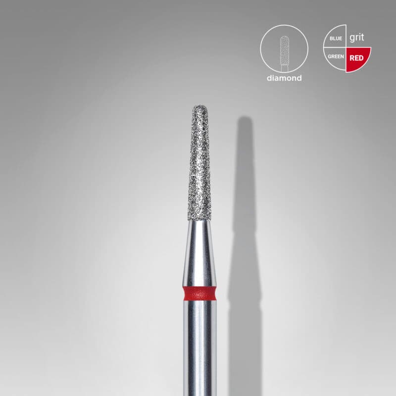 Diamond nail drill bit frustum red EXPERT head diameter 1.8 mm / working part 8 mm, foto 1 nga 2