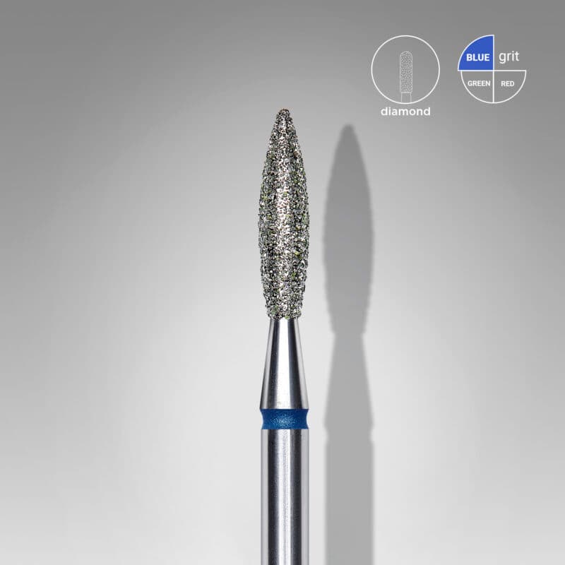 Diamond nail drill bit flame blue EXPERT head diameter 2.3 mm / working part 10 mm, foto 1 nga 2