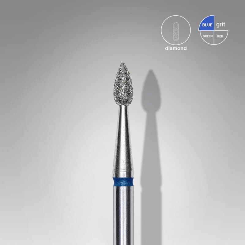 Diamond nail drill bit drop blue EXPERT head diameter 2.3 mm / working part 5 mm, foto 1 nga 2