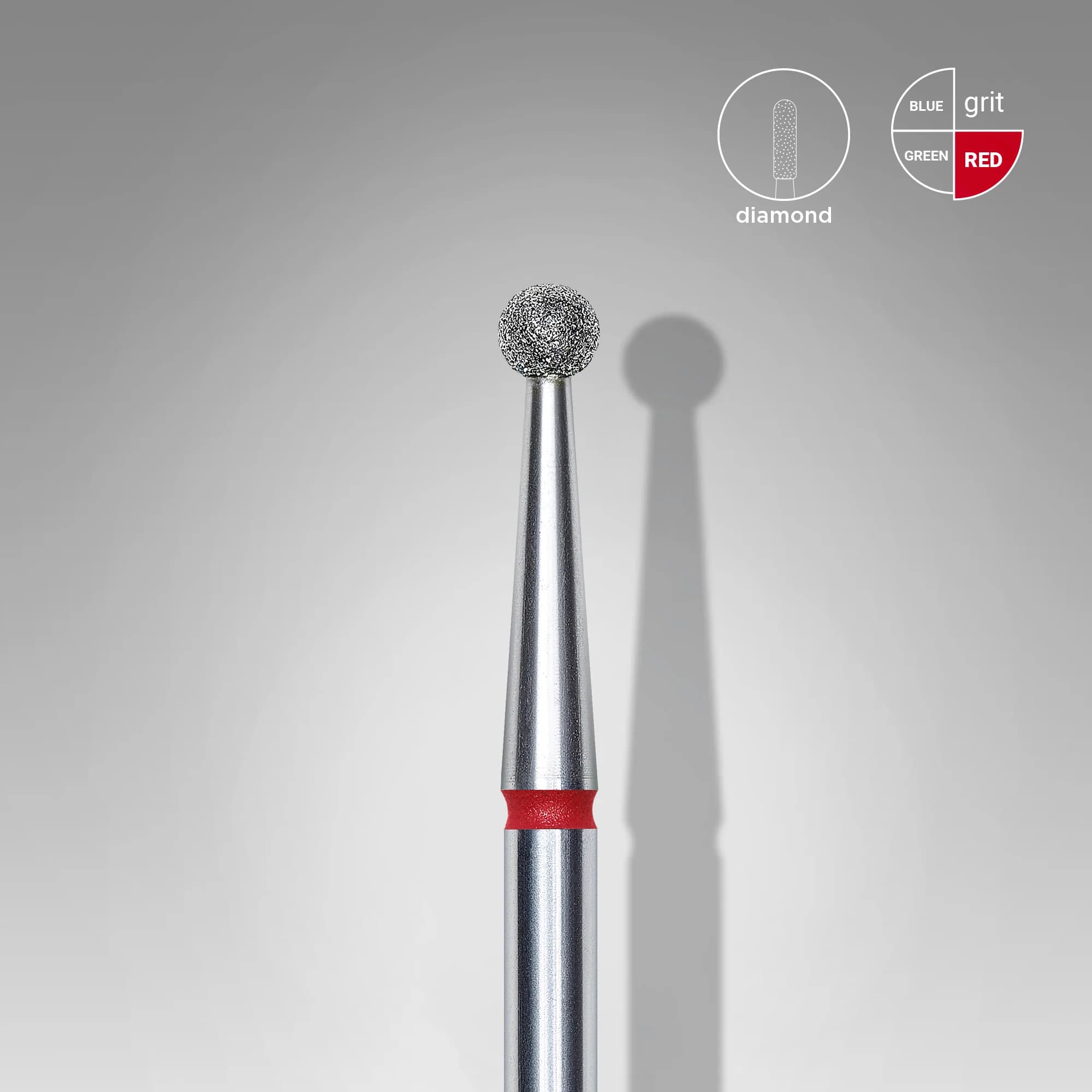 Diamond nail drill bit ball red EXPERT head diameter 2.5 mm, foto 1 nga 2