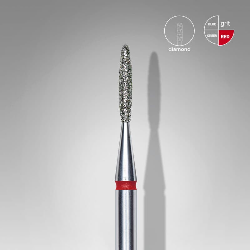 Diamond nail drill bit flame red EXPERT head diameter 1.4 mm / working part 8 mm, foto 1 nga 2