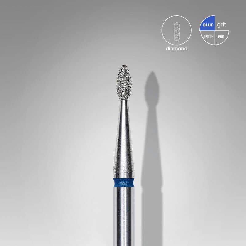 Diamond nail drill bit drop blue EXPERT head diameter 1.6 mm / working part 4 mm, foto 1 nga 2