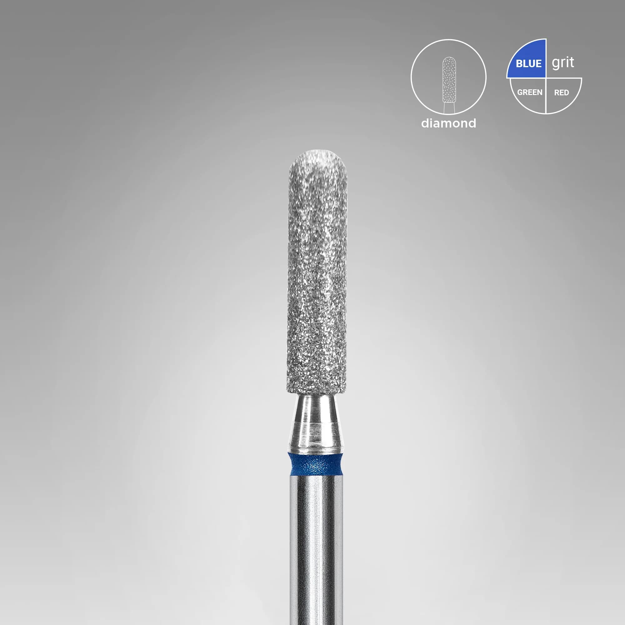 Diamond nail drill bit rounded cylinder blue EXPERT head diameter 2.5 mm / working part 10 mm, foto 1 nga 2