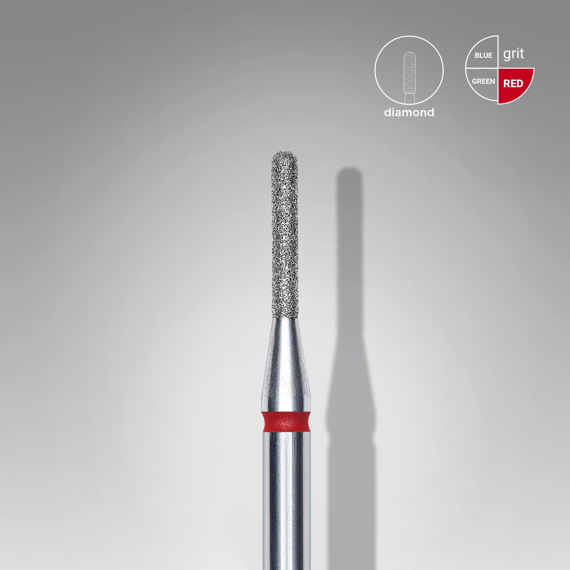 Diamond nail drill bit rounded cylinder red EXPERT head diameter 1.4 mm / working part 8 mm, foto 1 nga 2