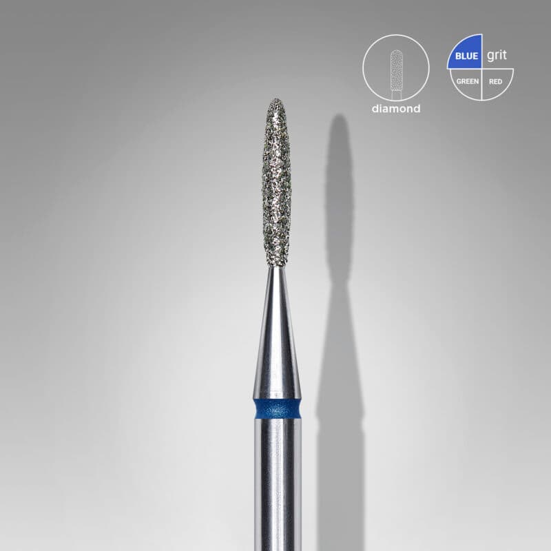 Diamond nail drill bit flame blue EXPERT head diameter 1.4 mm / working part 8 mm, foto 1 nga 2