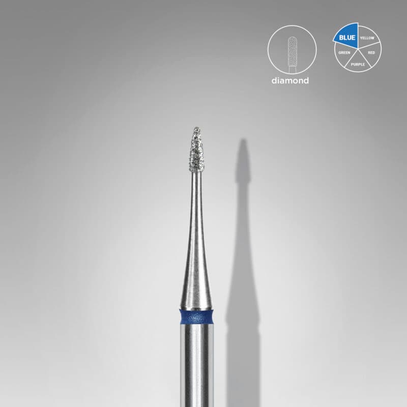 Diamond nail drill bit flame mini blue EXPERT head diameter 1 mm / working part 3 mm, foto 1 nga 2