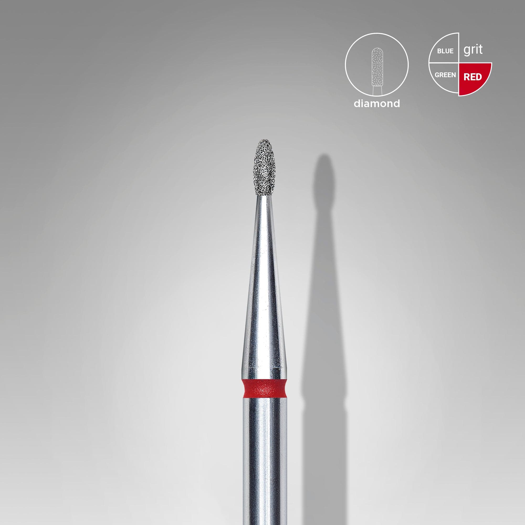Diamond nail drill bit rounded bud red EXPERT head diameter 1.2 mm / working part 3 mm, foto 1 nga 2