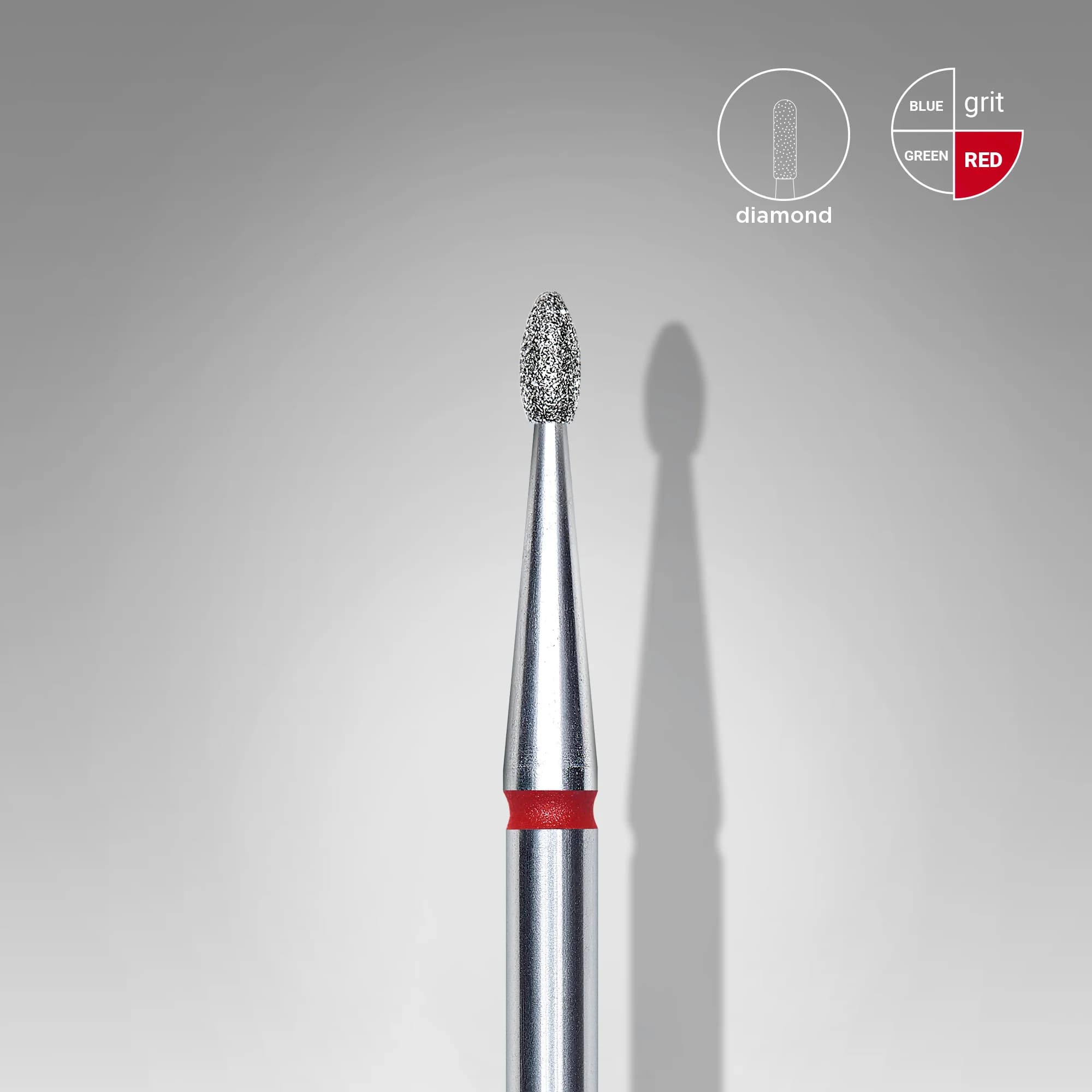 Diamond nail drill bit rounded bud red EXPERT head diameter 1.6 mm / working part 3.4 mm, foto 1 nga 2
