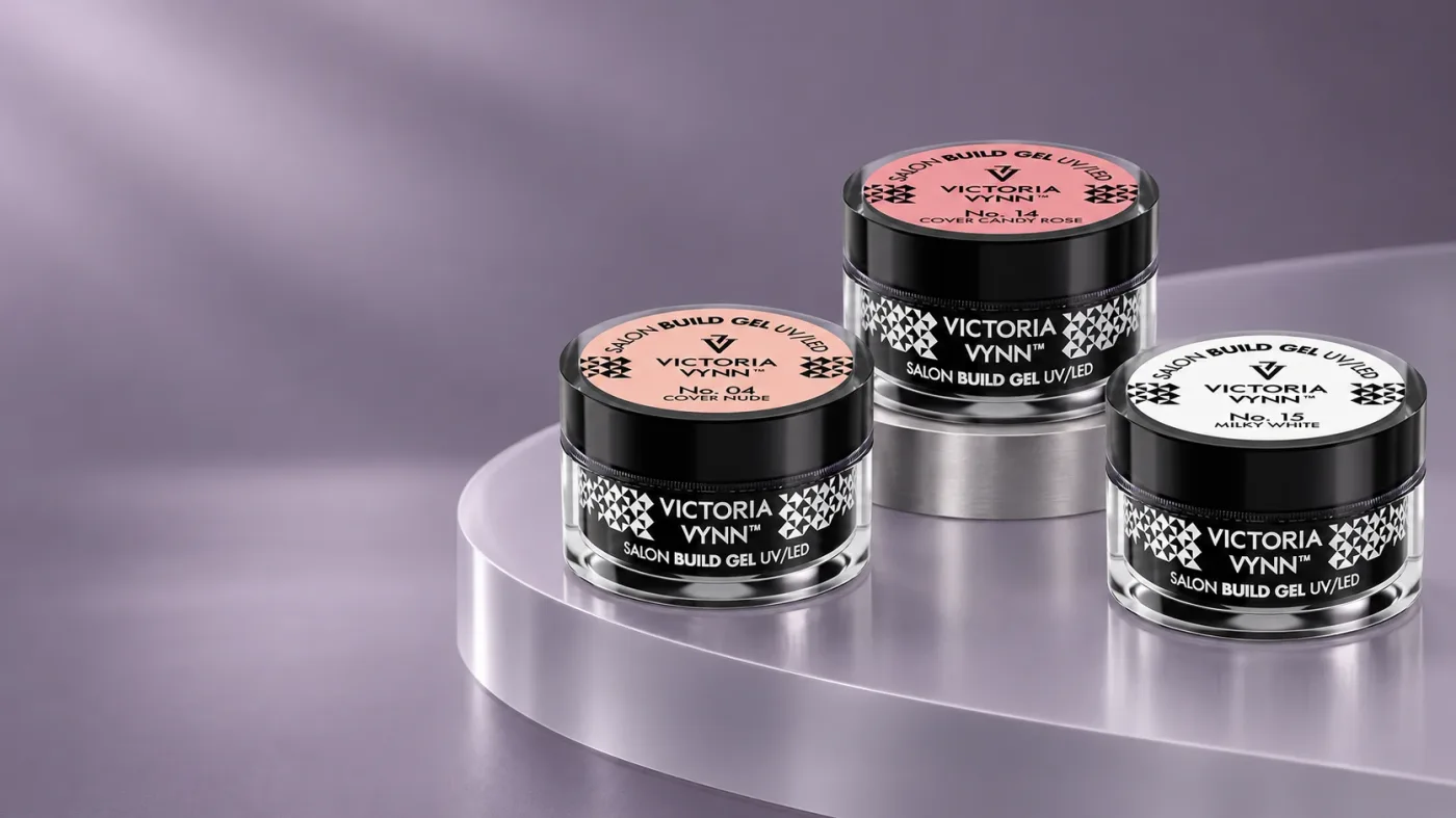 Build Gel nga Victoria Vynn në nuanca rozë, nude dhe të bardhë